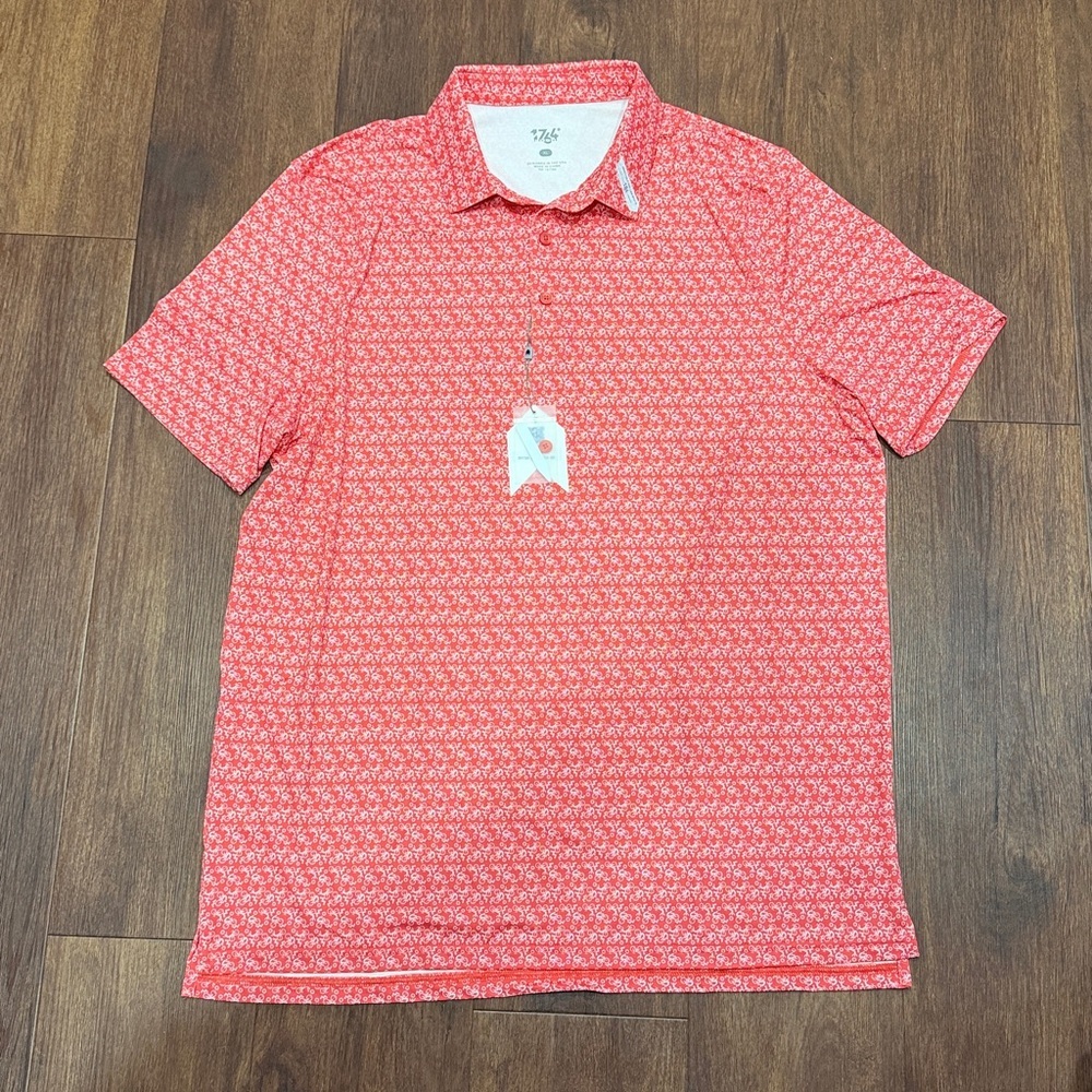🆕 NWT 1764 Men’s Golf Red Patterned Polo Shirt